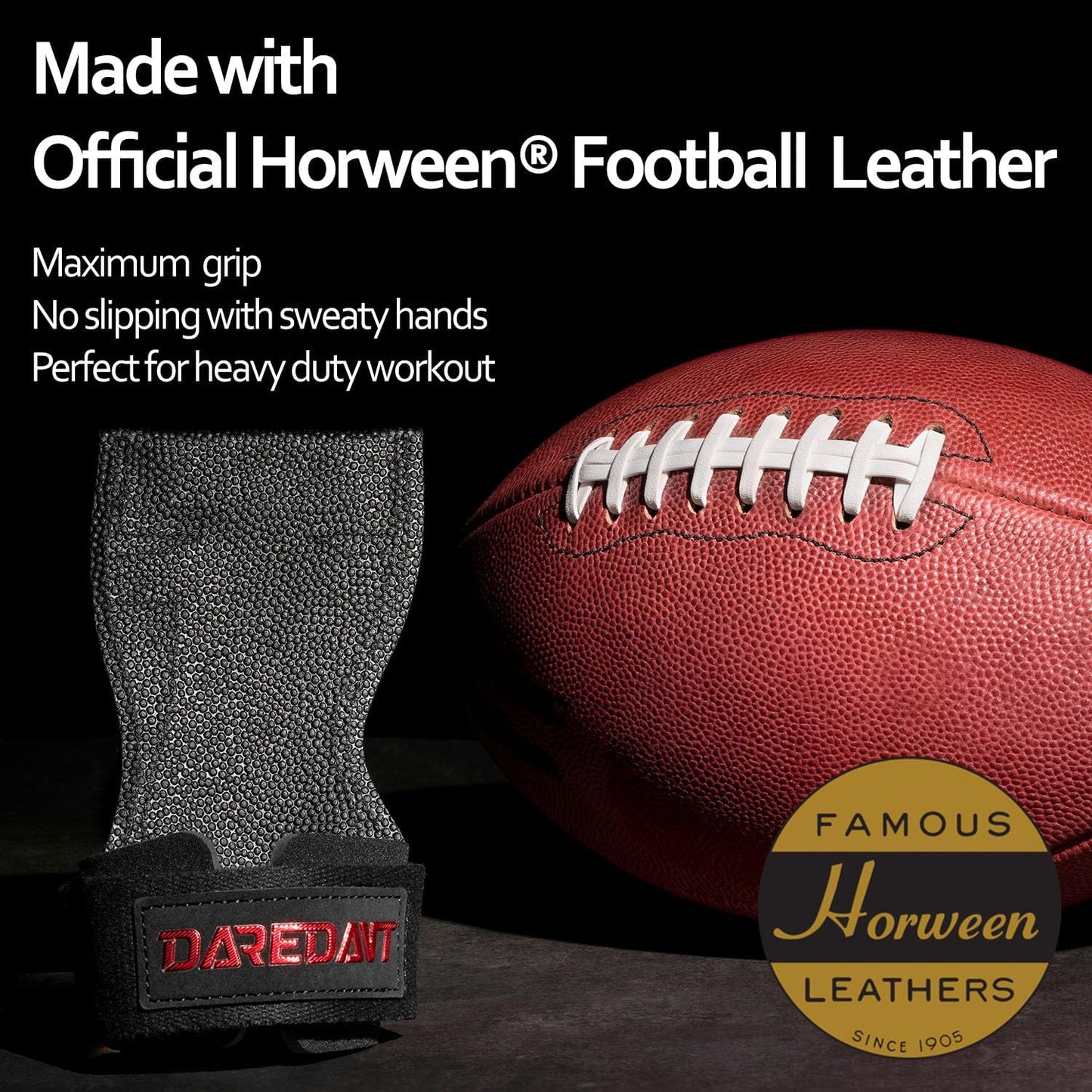 Daredant Grips - Weight Lifting Straps Crafted with Horween® Football Leather